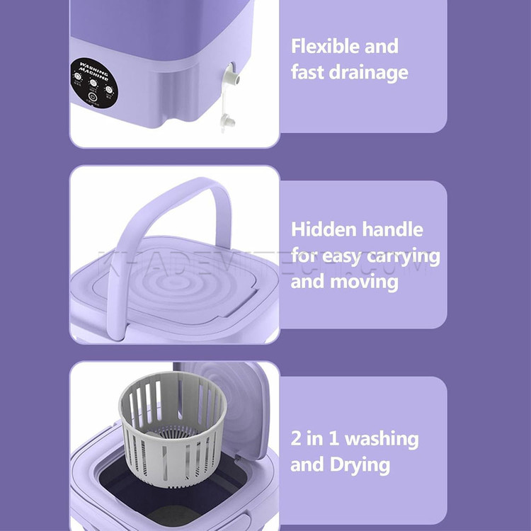 مینی واش و ماشین لباسشویی تاشو پرتابل فولدینگ مدل Folding Washing Machine بنفش