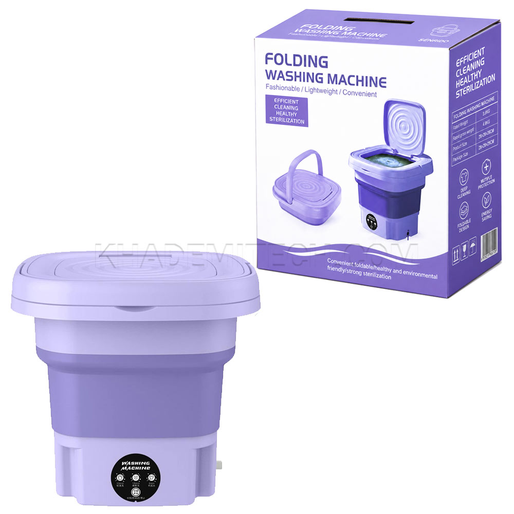 مینی واش و ماشین لباسشویی تاشو پرتابل فولدینگ مدل Folding Washing Machine بنفش