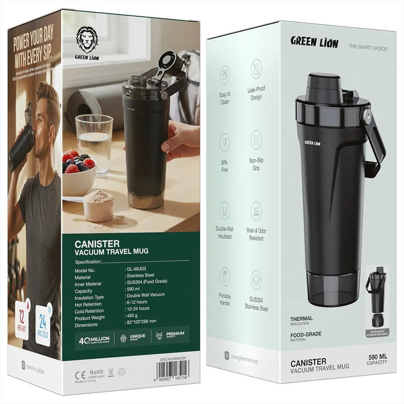 تراول ماگ گرین لاین مدل GREEN LION GNCAN590MVWH CANISTER سفید