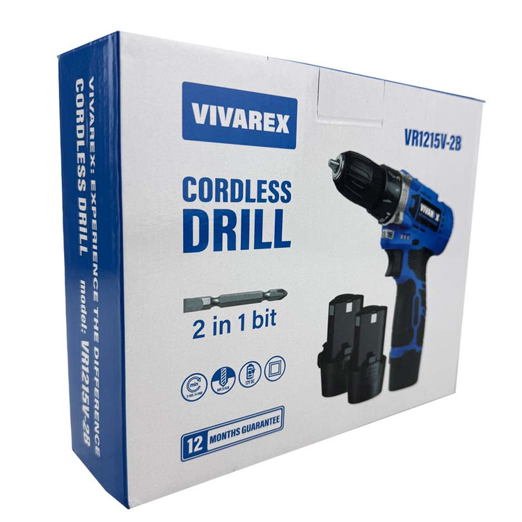 دریل شارژی ویوارکس مدل VR1215V-2B ظرفیت ۱۲ ولت با ۲ باتری