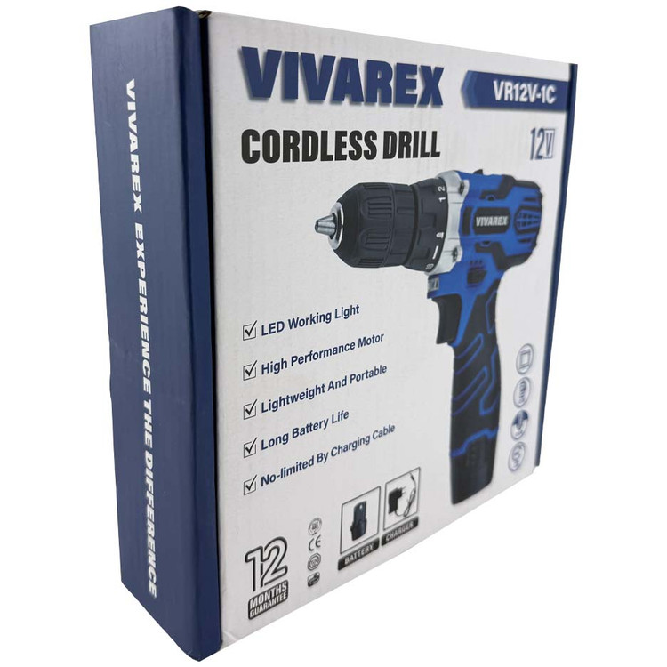 دریل پیچ گوشتی شارژی 12ولت تک باتری ویوارکس مدل VR12V-1C
