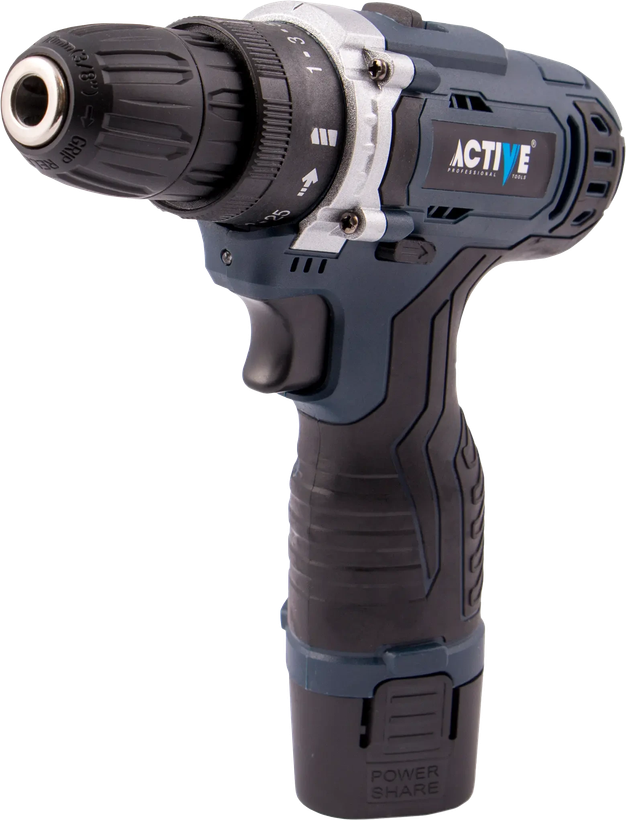 دریل پیچگوشتی شارژی دو باطری ۱۲ ولت با لوازم اکتیو مدل AC-2812BM