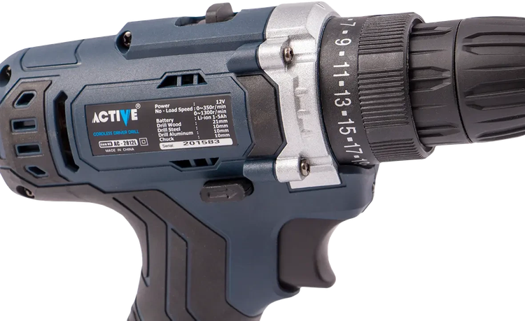 دریل پیچگوشتی شارژی دو باطری ۱۲ ولت با لوازم اکتیو مدل AC-2812BM